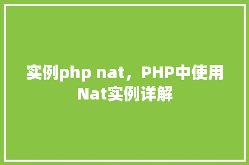 实例php nat，PHP中使用Nat实例详解