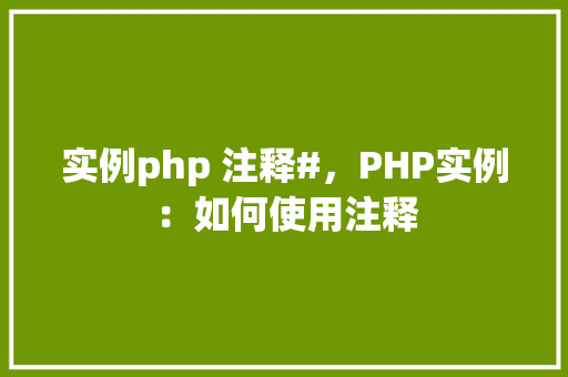 实例php 注释#，PHP实例：如何使用注释