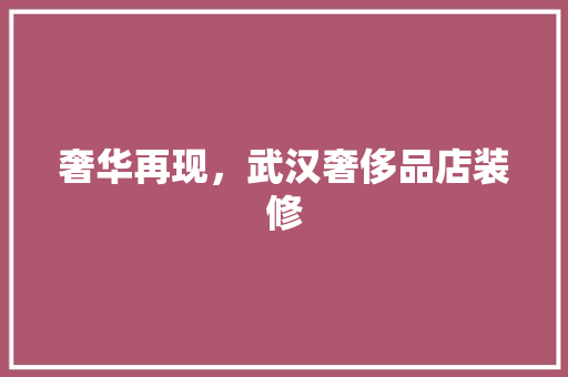 奢华再现，武汉奢侈品店装修