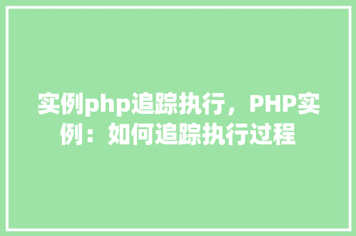 实例php追踪执行，PHP实例：如何追踪执行过程