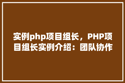 实例php项目组长，PHP项目组长实例介绍：团队协作与管理方法