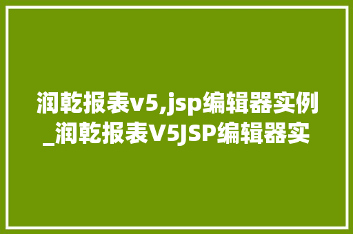 润乾报表v5,jsp编辑器实例_润乾报表V5JSP编辑器实例轻松打造个化报表