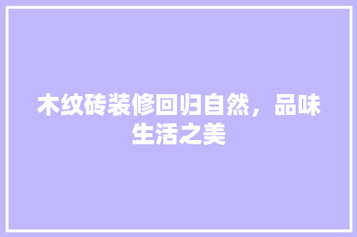木纹砖装修回归自然，品味生活之美