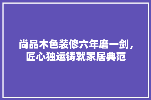 尚品木色装修六年磨一剑，匠心独运铸就家居典范