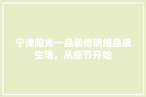 宁津阳光一品装修明细品质生活，从细节开始