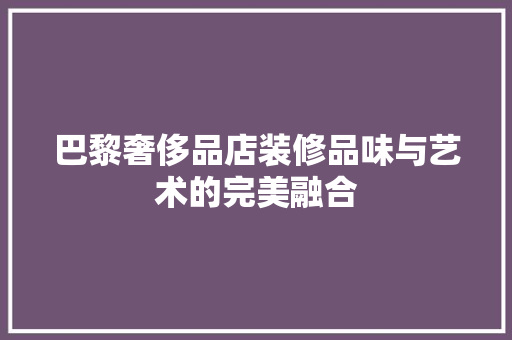 巴黎奢侈品店装修品味与艺术的完美融合