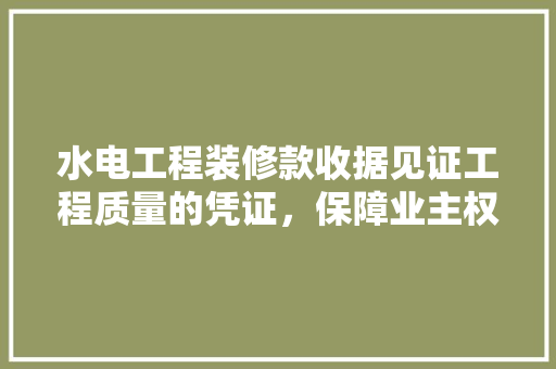 水电工程装修款收据见证工程质量的凭证，保障业主权益的盾牌