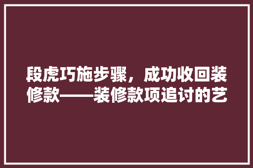 段虎巧施步骤，成功收回装修款——装修款项追讨的艺术