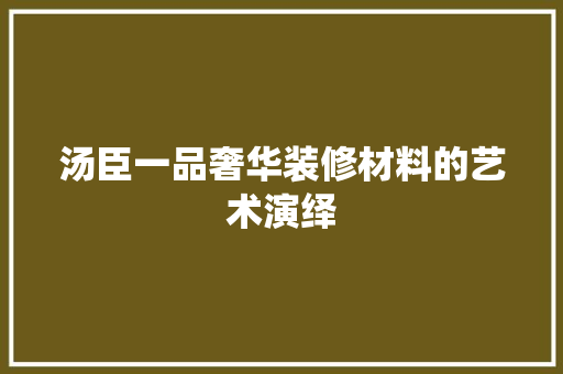汤臣一品奢华装修材料的艺术演绎