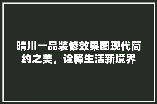 晴川一品装修效果图现代简约之美，诠释生活新境界