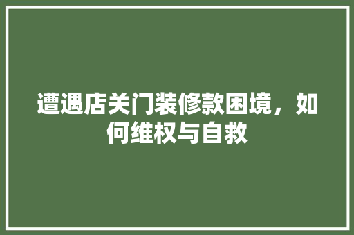 遭遇店关门装修款困境，如何维权与自救