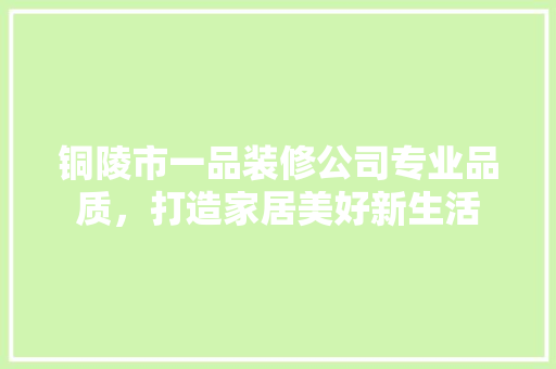 铜陵市一品装修公司专业品质，打造家居美好新生活
