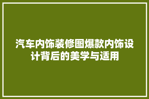 汽车内饰装修图爆款内饰设计背后的美学与适用