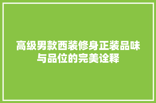 高级男款西装修身正装品味与品位的完美诠释