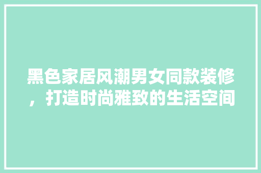 黑色家居风潮男女同款装修，打造时尚雅致的生活空间