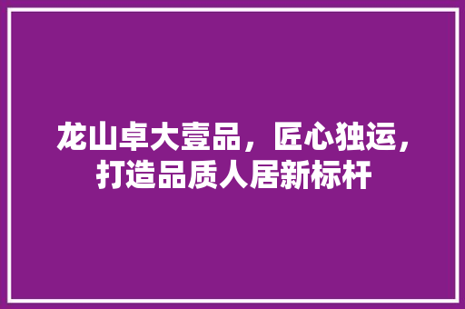 龙山卓大壹品，匠心独运，打造品质人居新标杆