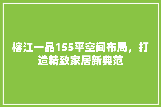 榕江一品155平空间布局，打造精致家居新典范