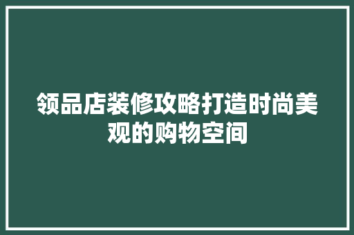 领品店装修攻略打造时尚美观的购物空间
