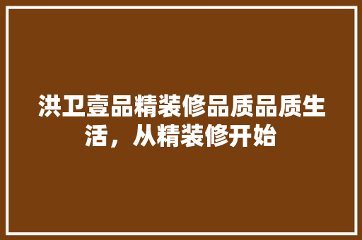 洪卫壹品精装修品质品质生活，从精装修开始