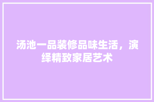 汤池一品装修品味生活，演绎精致家居艺术