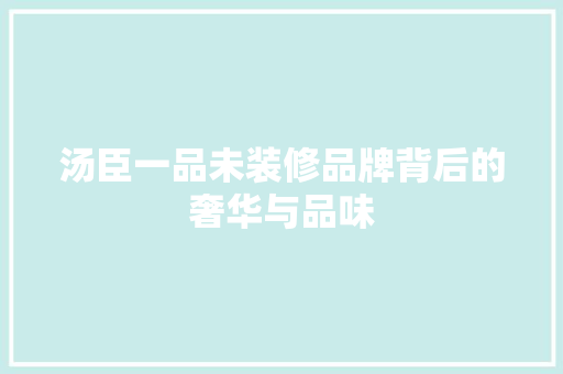 汤臣一品未装修品牌背后的奢华与品味