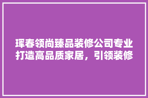 珲春领尚臻品装修公司专业打造高品质家居，引领装修新风尚