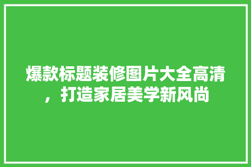 爆款标题装修图片大全高清，打造家居美学新风尚