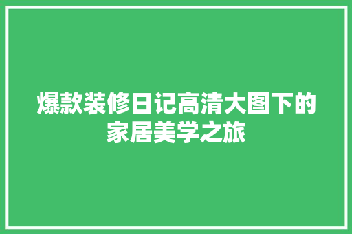 爆款装修日记高清大图下的家居美学之旅