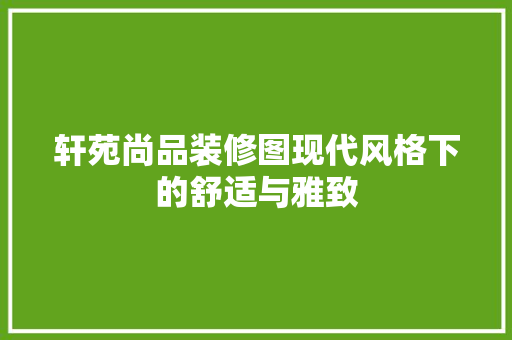 轩苑尚品装修图现代风格下的舒适与雅致