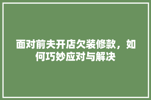 面对前夫开店欠装修款，如何巧妙应对与解决
