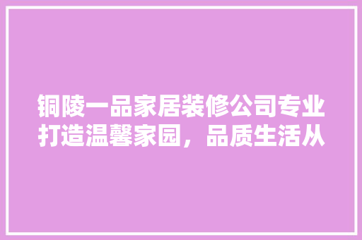 铜陵一品家居装修公司专业打造温馨家园，品质生活从这里开始