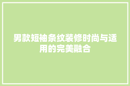男款短袖条纹装修时尚与适用的完美融合