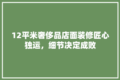 12平米奢侈品店面装修匠心独运，细节决定成败