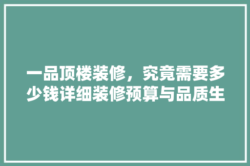 一品顶楼装修，究竟需要多少钱详细装修预算与品质生活