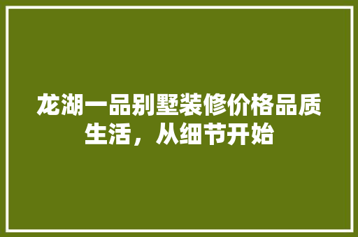 龙湖一品别墅装修价格品质生活，从细节开始