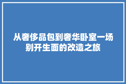 从奢侈品包到奢华卧室一场别开生面的改造之旅