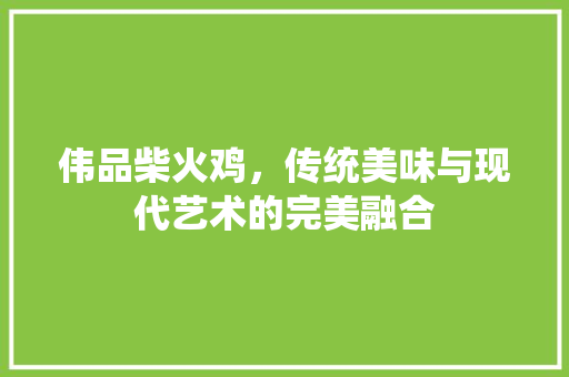 伟品柴火鸡，传统美味与现代艺术的完美融合
