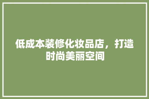 低成本装修化妆品店，打造时尚美丽空间