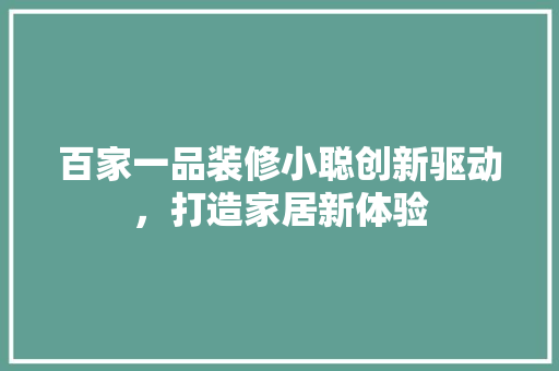 百家一品装修小聪创新驱动，打造家居新体验