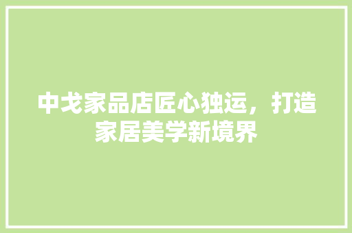 中戈家品店匠心独运，打造家居美学新境界