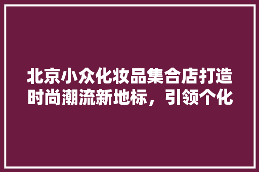 北京小众化妆品集合店打造时尚潮流新地标，引领个化美妆潮流