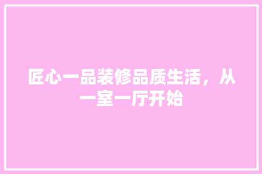 匠心一品装修品质生活，从一室一厅开始