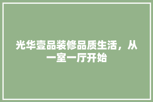 光华壹品装修品质生活，从一室一厅开始