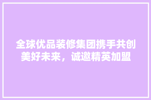 全球优品装修集团携手共创美好未来，诚邀精英加盟