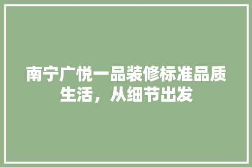 南宁广悦一品装修标准品质生活，从细节出发
