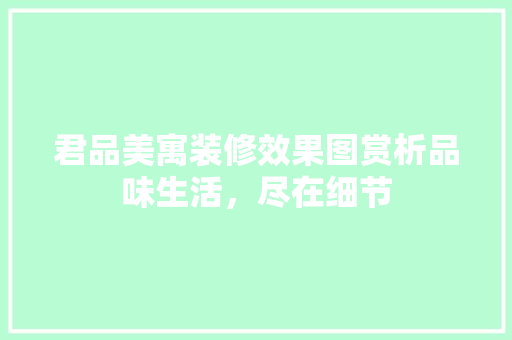 君品美寓装修效果图赏析品味生活，尽在细节
