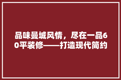 品味曼城风情，尽在一品60平装修——打造现代简约家居空间