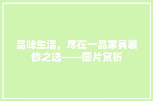品味生活，尽在一品家具装修之选——图片赏析
