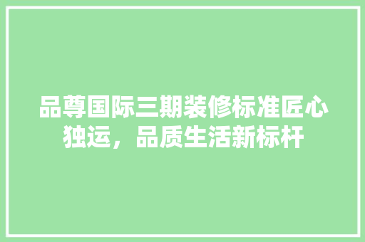 品尊国际三期装修标准匠心独运，品质生活新标杆