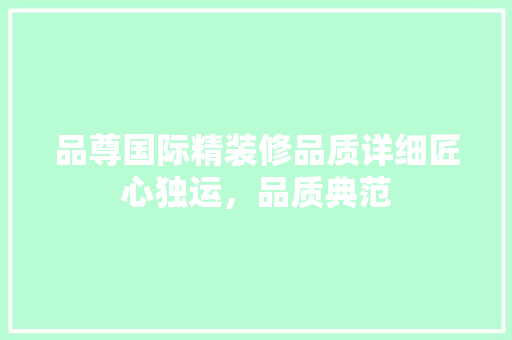品尊国际精装修品质详细匠心独运，品质典范